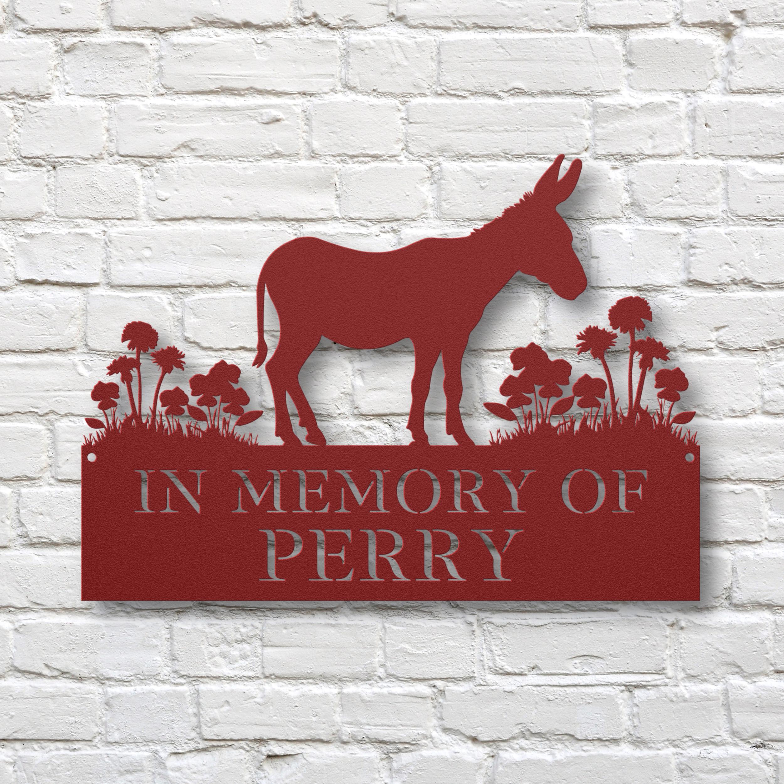 Personalized Donkey Metal Memorial Sign, Custom Grave Marker Sign ...