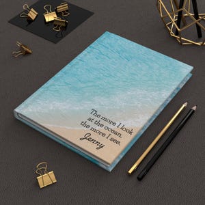 Personalized Beach Hardcover Journal, Custom Ocean Notebook, Custom Name Lined Notebook, Personalized Gifts For Her, Beach Lover Gift