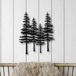 Tree Line Wall Art, Forest Metal Sign, Pine Tree Decor, Nature Decor, Indoor Outdoor Metal Sign, Cottage Wall Art, Holiday Cabin Gift
