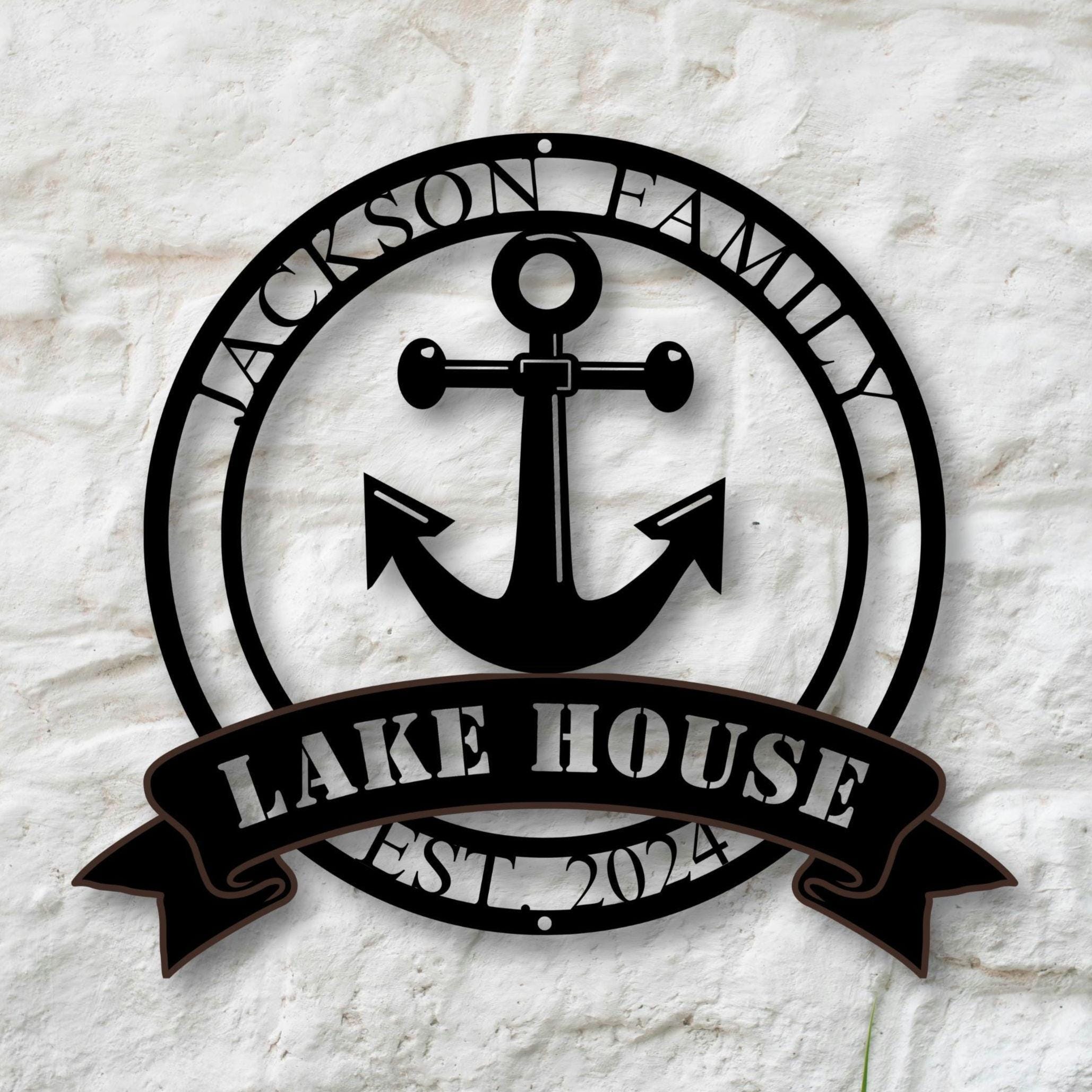 Custom Lake House Metal Sign, Family Lake Decor Gift, Personalized Lake ...
