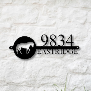 Custom Metal Horse Address Sign, Personalized FarmHouse Decor, Exterior Home Address Sign, Horse Lover Gifts, Housewarming Gift