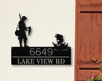 Custom Outdoor Lake House Sign, Personalized Fish Decor, Custom