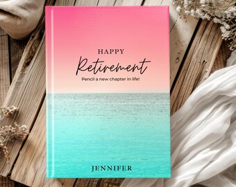 Custom Retirement Hardcover Journal, Custom Gift For Co-worker, Ocean Beach Retirement Gifts, Co-worker Leaving Gift, Retirement Memory Book