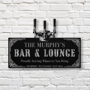 Custom Bar Lounge Metal Sign for Home Bar Decor, Gift For Beer Lover, Outdoor Patio Wall Art, Personalized Basement Bar Sign, New Home Gift