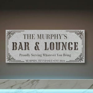 Custom Bar Lounge Metal Sign for Home Bar Decor, Gift For Beer Lover, Outdoor Patio Wall Art, Personalized Basement Bar Sign, New Home Gift