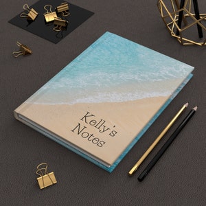 Personalized Ocean Beach Hardcover Journal, Custom Beach Notebook, Custom Name Lined Notebook, Personalized Gifts For Her, Gift For Mom