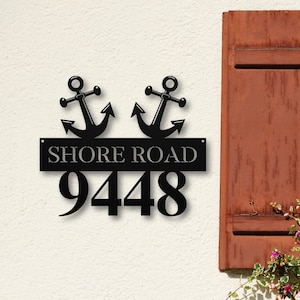 Custom Anchor Address Number Metal Sign, Personalized Home Decor, Exterior Beach House Address Sign, Coastal Gifts, Housewarming Gift
