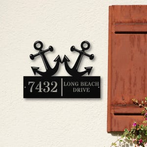 Custom Anchor Address Metal Sign, Personalized Home Decor, Exterior Beach House Address Sign, Coastal Gifts, Housewarming Gift
