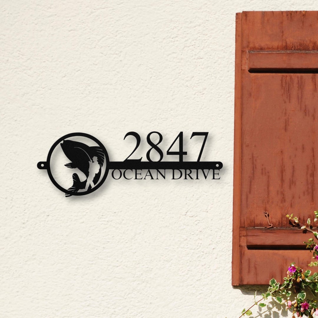 Custom Fish Address Number Metal Sign, Personalized Home Decor ...