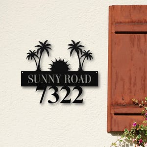 Custom Palm Tree Address Number Metal Sign, Personalized Home Decor, Exterior Beach House Address Sign, Coastal Gifts, Housewarming Gift
