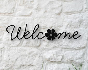 Welcome Metal Text Sign, Rustic Wall Decor, Welcome Home Gift, Entryway Accent, Modern Style Wall Art, Indoor Outdoor Use, Housewarming Gift
