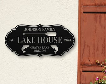 Custom Lake house Sign, Personalized Metal Art, Lake House Gift, Lake House Decor, Custom Family Name Sign, Outdoor Metal Sign