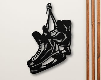Hockey Skates Metal Wall Art, Sports Room & Man Cave Decor, Ice Hockey Fan Gift