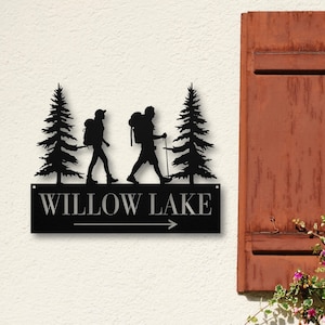 Custom Lake Direction Metal Sign, Rustic Coastal Wall Decor for Lake House, Nautical Outdoor Decoration, Lake Name Sign, Housewarming Gift