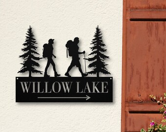 Custom Lake Direction Metal Sign, Rustic Coastal Wall Decor for Lake House, Nautical Outdoor Decoration, Lake Name Sign, Housewarming Gift