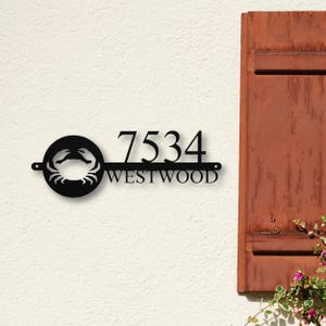 Custom Crab Address Number Metal Sign, Personalized Home Decor, Exterior Beach House Address Sign, Coastal Gifts, Housewarming Gift