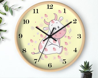 Baby Cow Wall Clock, Nursery Wall Clock, Kids Gift, Baby Nursery Clock, Cute Baby Decor, Home Decor