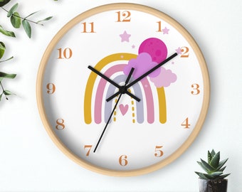 Rainbow Wall Clock, Nursery Wall Clock, Kids Gift, Baby Nursery Clock, Cute Baby Decor, Home Decor