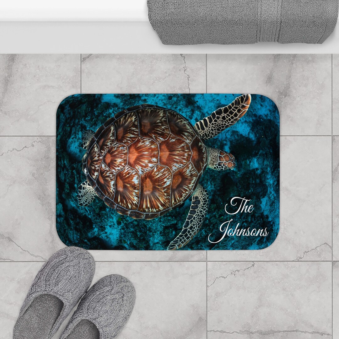 Custom Turtle Bath Mat Personalized Sea Turtle Bath Mat Etsy