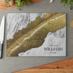 Personalized Tempered Glass Cutting, Charcuterie Board – Elegant Kitchen Decor, Custom Gift for Home, Weddings & New Homeowners