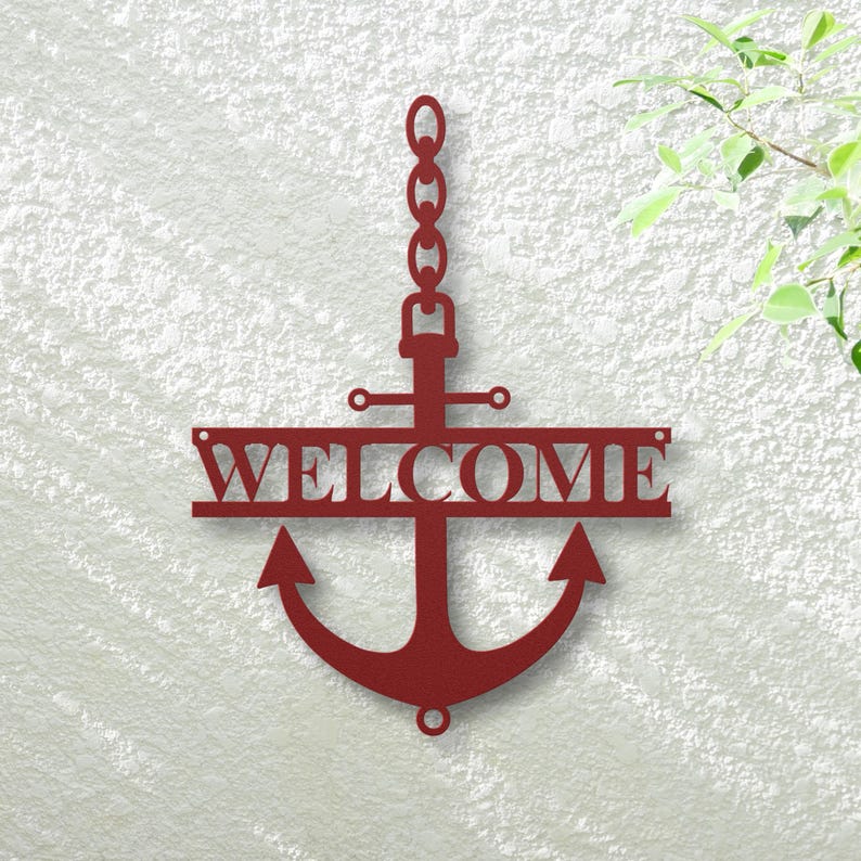 Metal Anchor Welcome Sign, Coastal Metal Art, New Home Gift, Beach ...