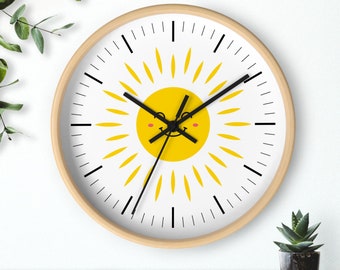 Smiling Sun Wall Clock, Nursery Wall Clock, Kids Gift, Baby Nursery Clock, Cute Baby Decor, Home Decor