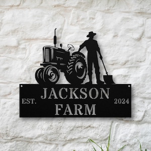 Personalized Tractor Homestead Metal Sign, FarmHouse Decor, Country House Sign, Custom Farm Outdoor Metal Wall Art, Tractor Owner Gift