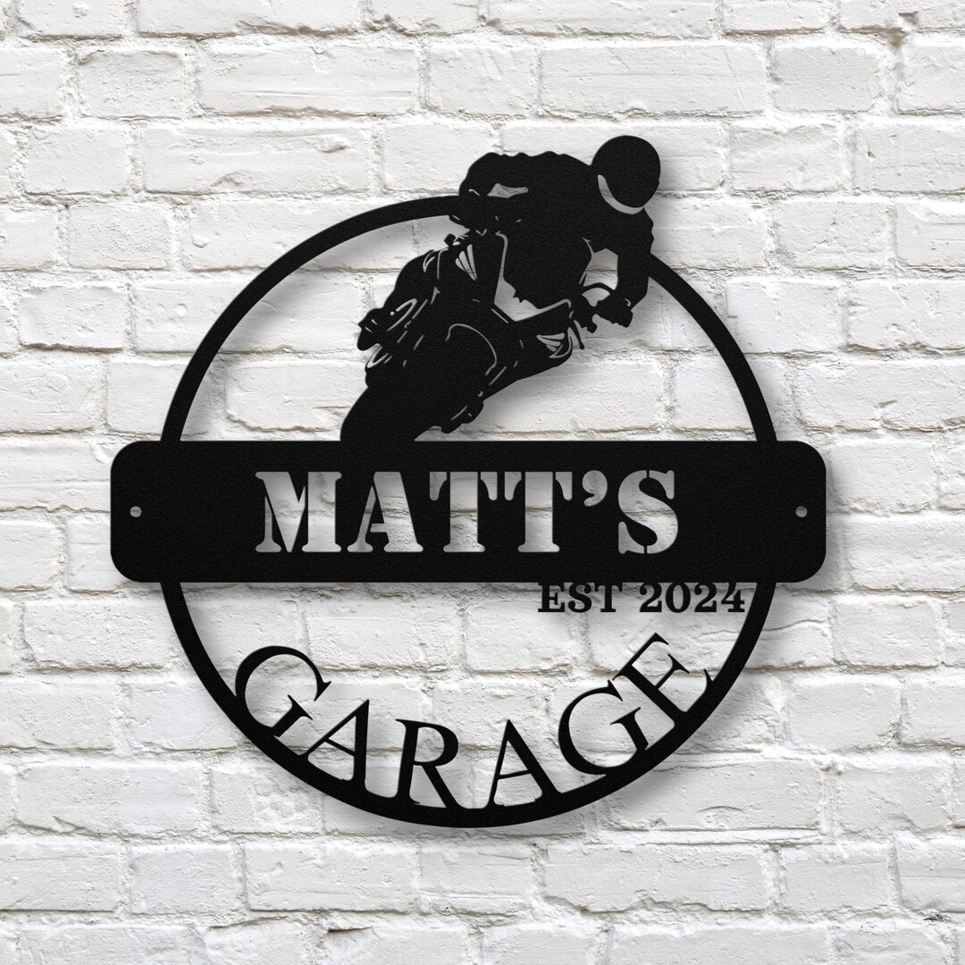 Custom Metal Motorcycle Sign, Motorbike Sign for Garage, Personalized ...