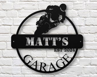 Custom Metal Motorcycle Sign, Motorbike Sign for Garage, Personalized Biker Sign, Garage Metal Sign, Mechanic Gifts, Custom Work Shop Sign