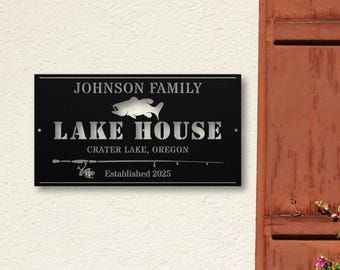 Custom Metal Lake House Sign, Family Lake Cabin Decor, Personalized Lake house Gift