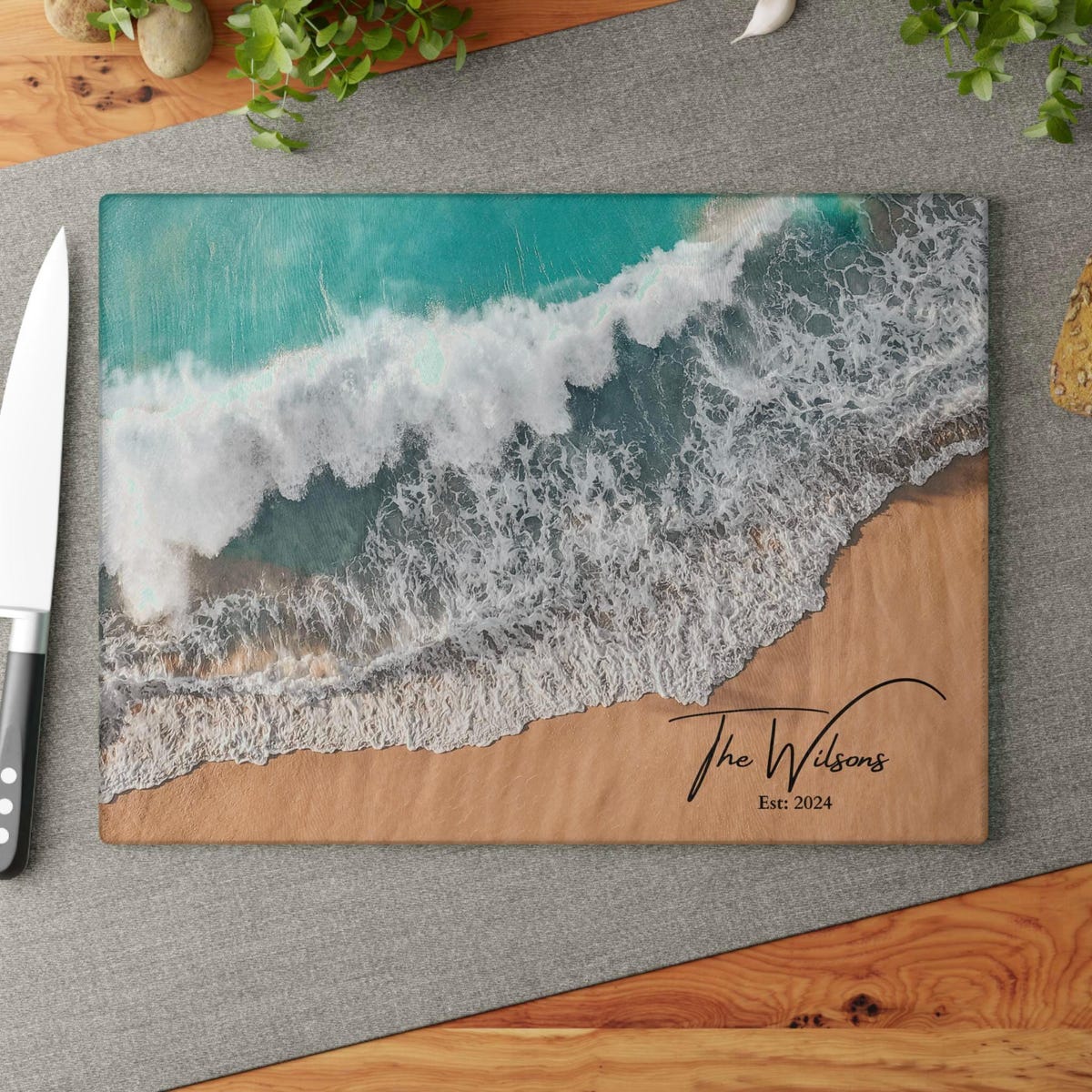 Personalized Ocean Beach Glass Cutting Board, Kitchen Gift for Mom, Charcuterie Serving Board, Housewarming Gift, Anniversary Gift, Platter - Etsy