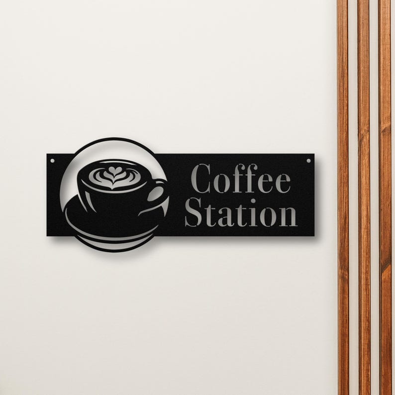 Coffee Station Metal Sign, Coffee Bar Decor, Rustic Coffee Shop Sign ...