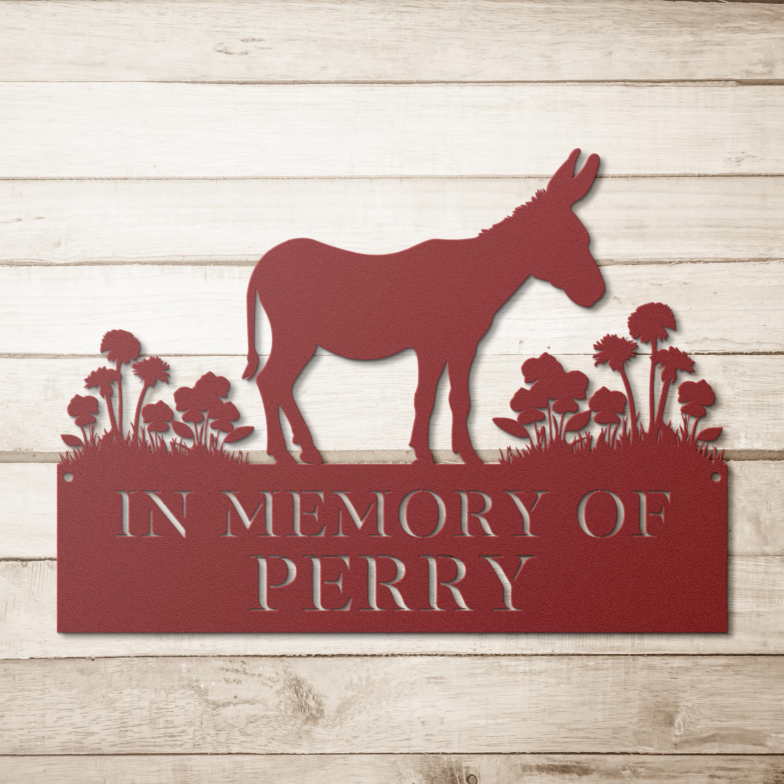 Personalized Donkey Metal Memorial Sign, Custom Grave Marker Sign ...