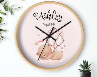 Custom Newborn Wall Clock, Personalized Nursery Wall Clock, Kids Gift, Baby Nursery Clock, Cute Baby Decor, Home Decor