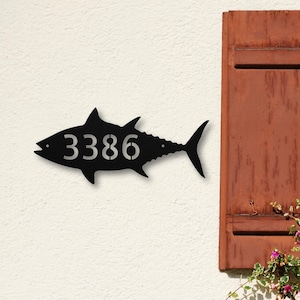 Custom Fish Address Number Metal Sign, Personalized Home Decor, Exterior Beach House Address Sign, Coastal Gifts, Housewarming Gift
