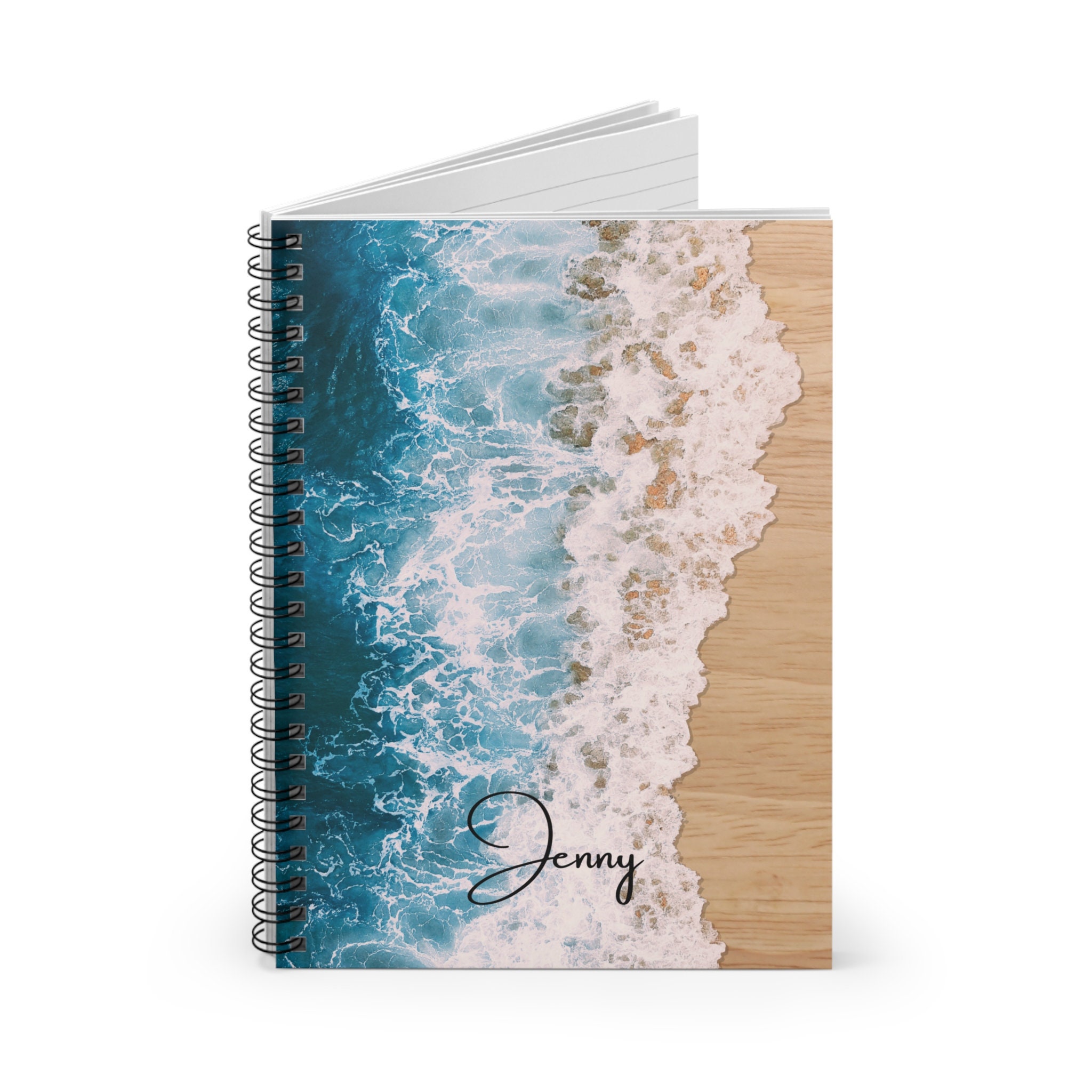 Personalized Spiral Notebook, Ocean Wave Journal, Custom Journal Spiral ...