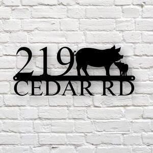 Custom Pig Metal Address Sign, Personalized FarmHouse Decor, Exterior Home Address Sign, Nature Lover Gifts, Housewarming Gift