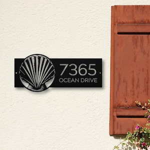 Custom Seashell Address Number Metal Sign, Personalized Home Decor, Exterior Beach House Address Sign, Coastal Gifts, Housewarming Gift