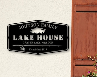 Custom Metal Lake House Sign, Personalized Rustic Home Decor, Unique Housewarming Gift & Cabin Wall Art, Lake House Gift, Housewarming Gift