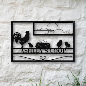 Custom Chicken Coop Metal Sign, Personalized Farm Decor, Hen Coop Sign