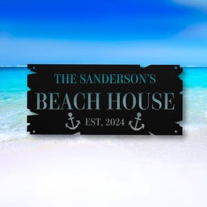 Custom Beach House Metal Sign, Beach Decor, Beach Lover Gift, Beach View House Sign, Metal Coastal Decor, Nautical Outdoor Sign