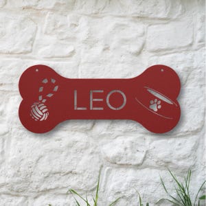 Custom Dog Bone Metal Name Plaque, Customizable Dog Name Plate for Home Decor & Gifts, New Dog Gift, Personalized Dog Owner Gate Sign