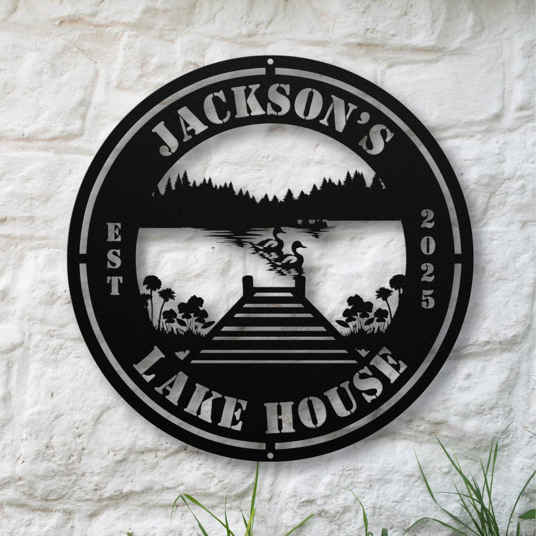 Custom Lake House Metal Sign, Family Lake Decor Gift, Personalized Lake ...