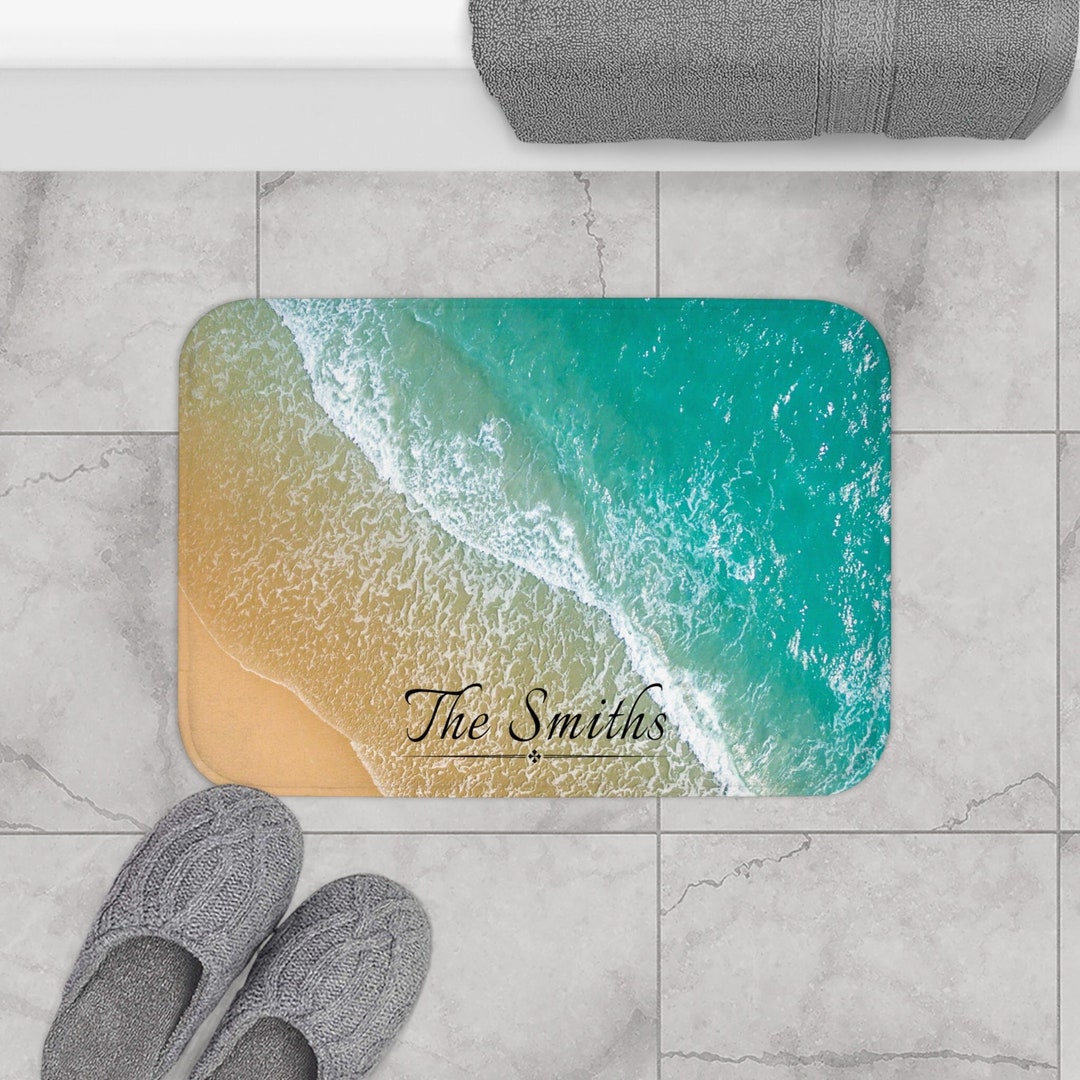 Custom Ocean Bath Mat Personalized Beach Bath Mat Etsy