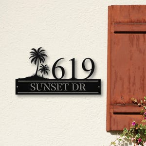 Custom Palm Tree Address Number Metal Sign, Personalized Home Decor, Exterior Beach House Address Sign, Coastal Gifts, Housewarming Gift