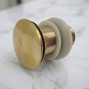 Unlacquered brass sink drain, Solid Brass Drain, Pop Up Drain