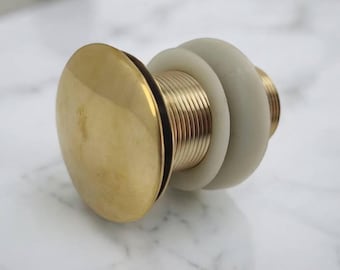 Unlacquered brass sink drain, Solid Brass Drain, Pop Up Drain