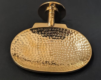 Unlacquered Brass Soap Dish, Wall Mounted Soap Holder, Shower Soap Rack, Hammered Soap Dish Holder