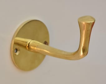 Handcrafted Unlacquered Brass Hooks For Wall