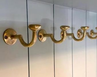 真鍮製フック、無塗装真鍮フック、ヴィンテージアンティーク真鍮壁掛けフック